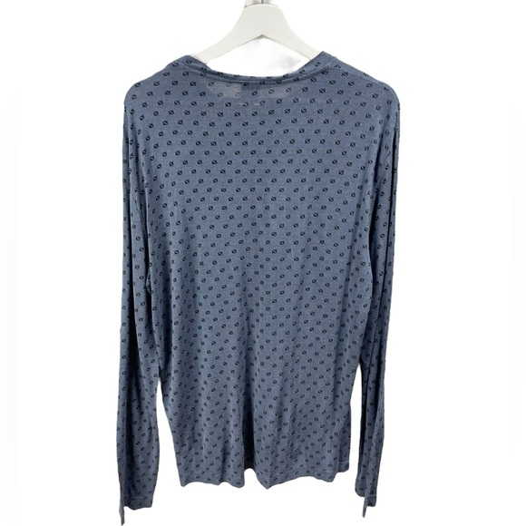 Armani Collezioni Blue Geo-Printed Long Sleeve Viscose T Shirt Size EU M/ US S - Picture 3 of 8